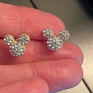 Earrings- crystal mouse on gold tone by Gacimy NIB